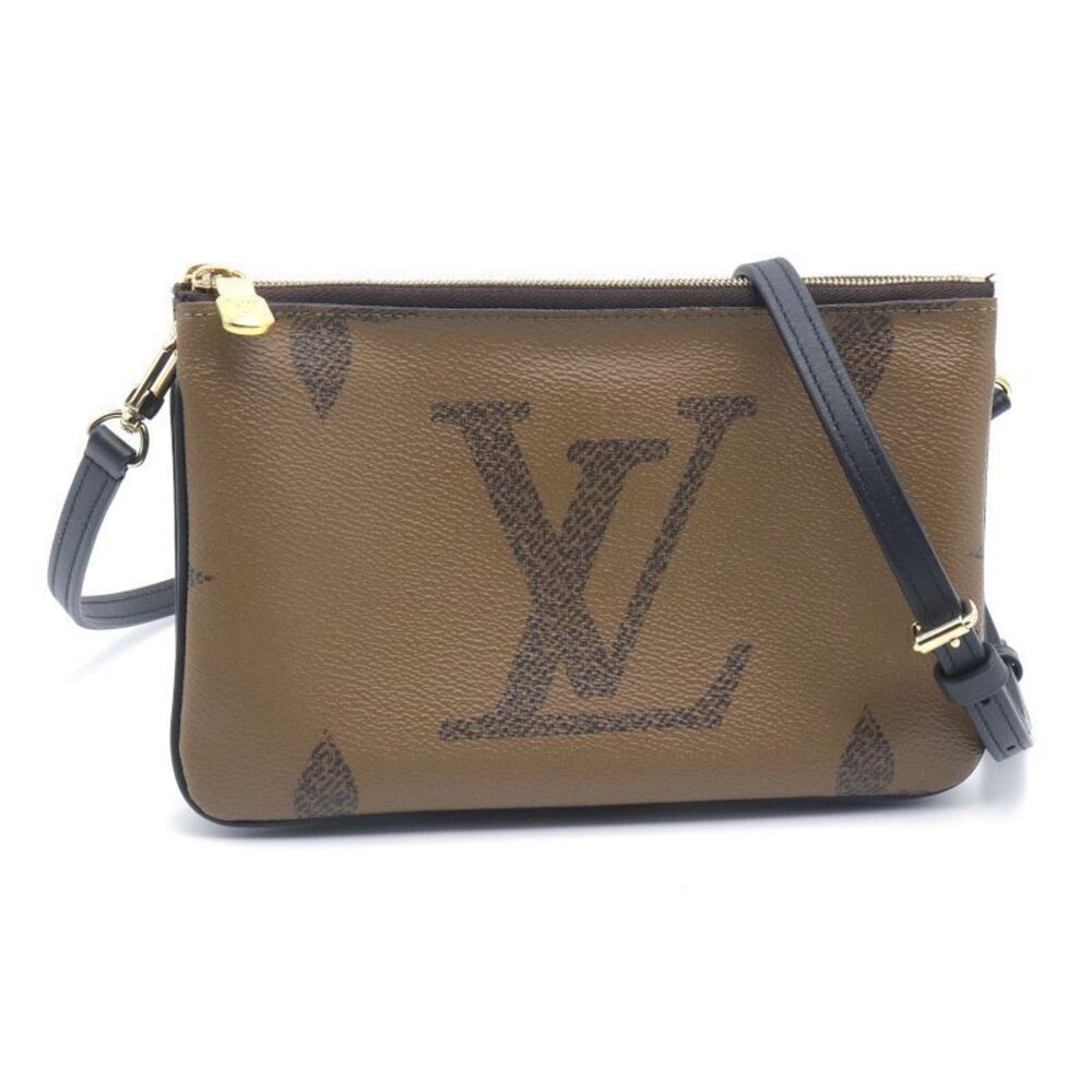Louis Vuitton Pochette Double Zip Monogram Shoulder Bag Canvas Leather Brown